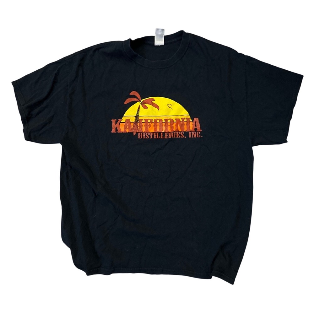 Gildan California Distilleries Inc Graphic T-Shirt Mens XL Black Heavy Cotton